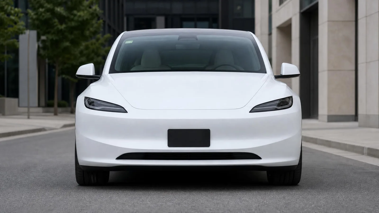 Phoxel result for a white electric sedan, 3 of 4, generated from the source photos