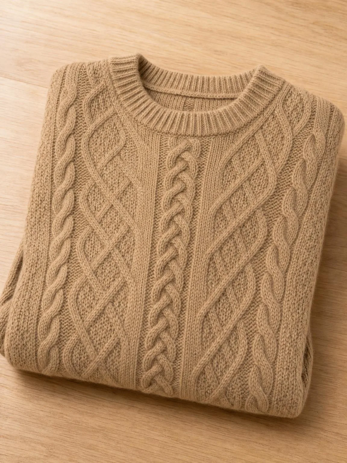 Phoxel result for a beige cable-knit sweater, 1 of 4, generated from the source photos