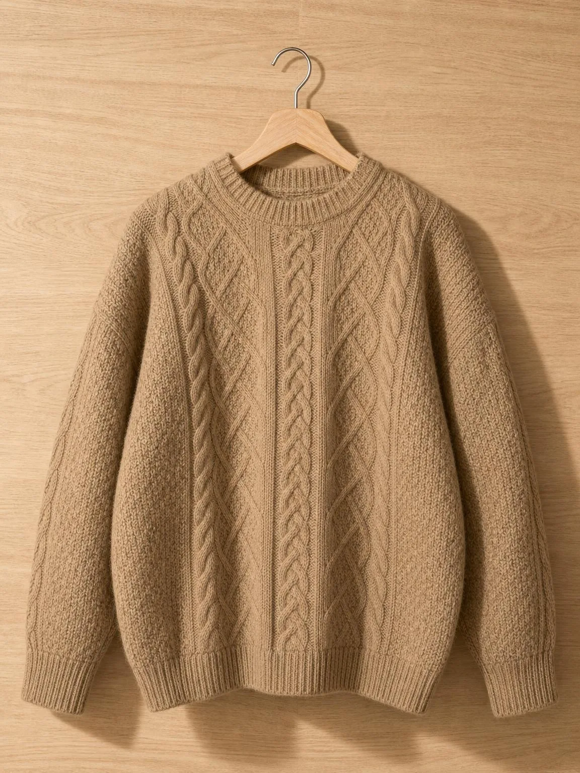 Phoxel result for a beige cable-knit sweater, 4 of 4, generated from the source photos