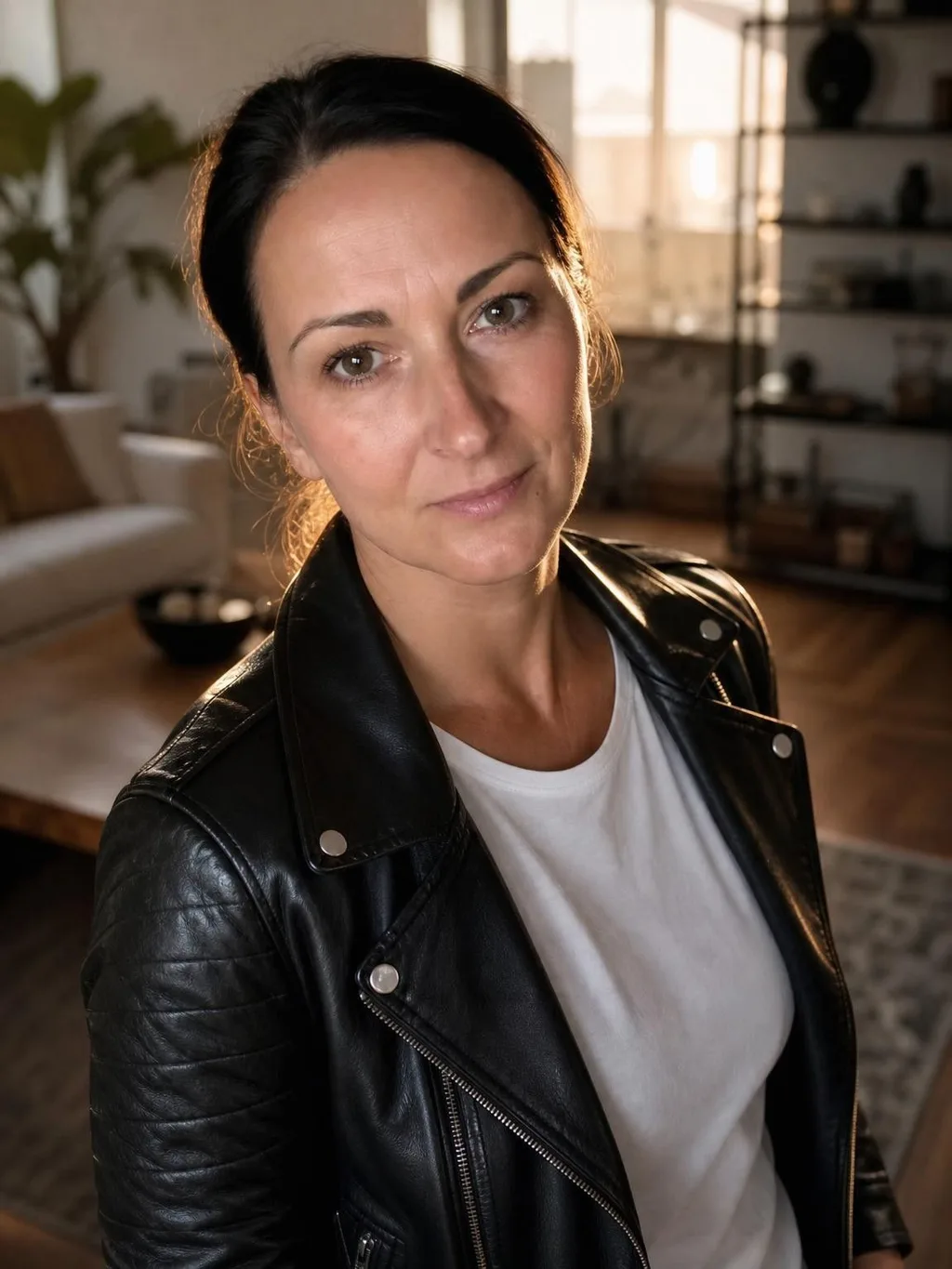 Phoxel result for a dark-haired woman in her forties, 2 of 2, generated from the source photos