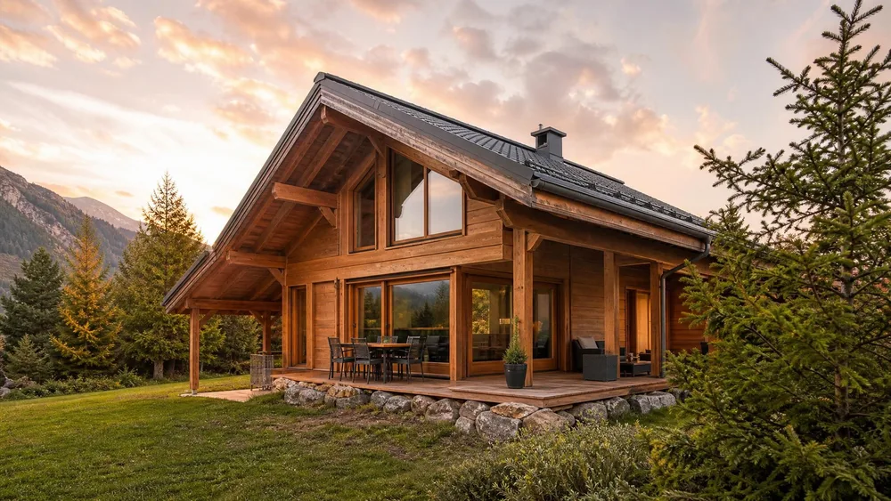 Phoxel-generated property exterior — Twilight