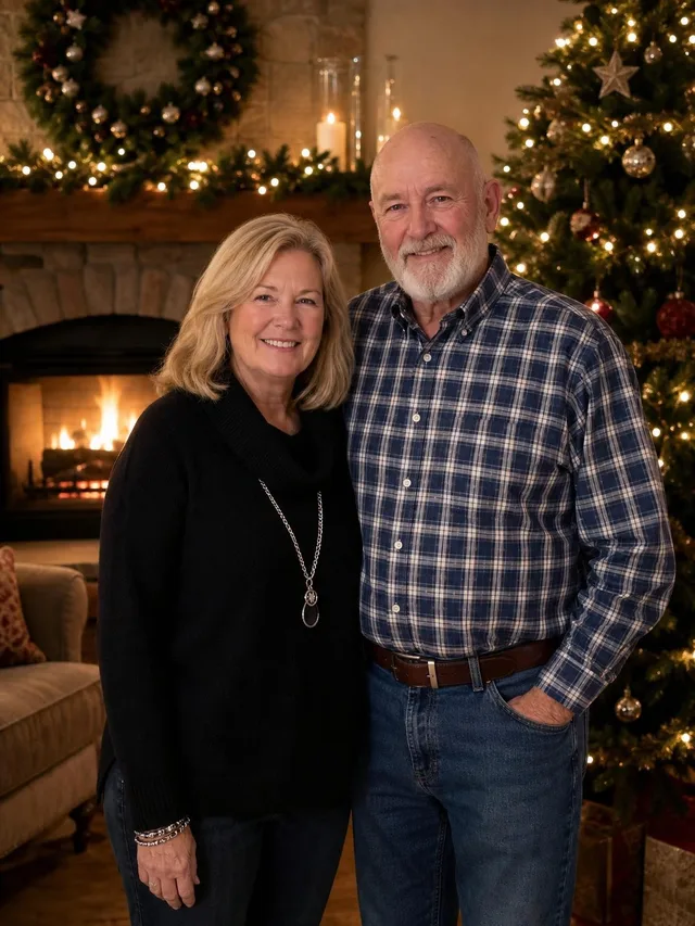 Family group portrait in a festive holiday setting