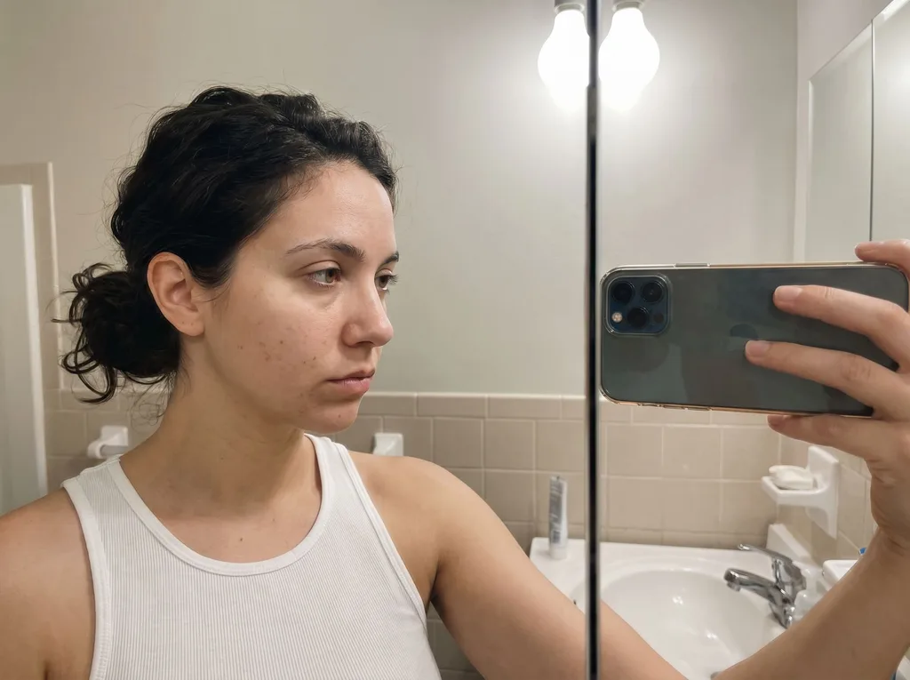 Source photo of a woman with dark curly hair, 2 of 3, taken on a phone