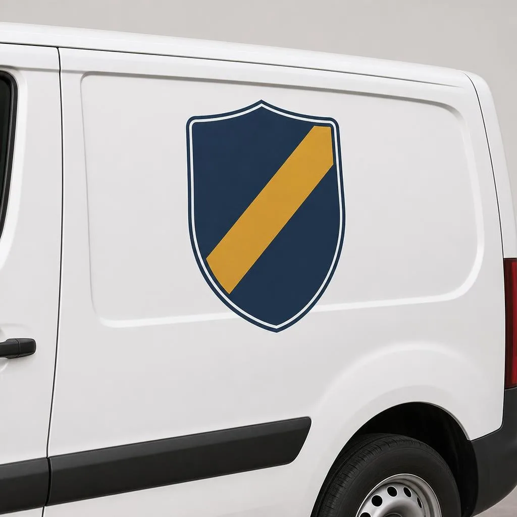 Phoxel result for a shield logo on a delivery van, 1 of 2, generated from the source photos