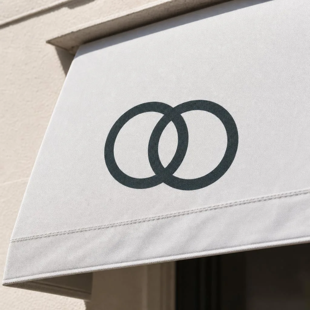 Phoxel result for a circles logo on a storefront door, 2 of 2, generated from the source photos