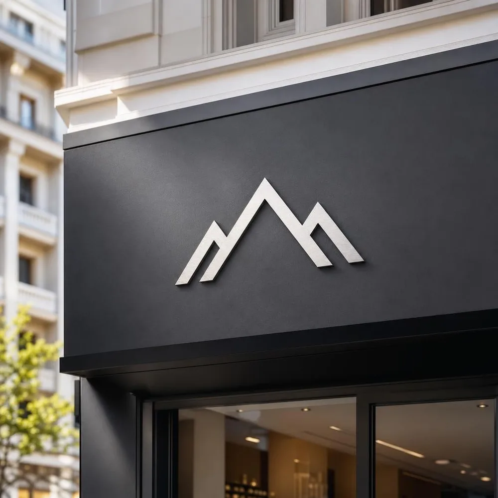 One logo, four surfaces: storefront, box, cup, paper bag. The letterforms and colours are preserved in each.