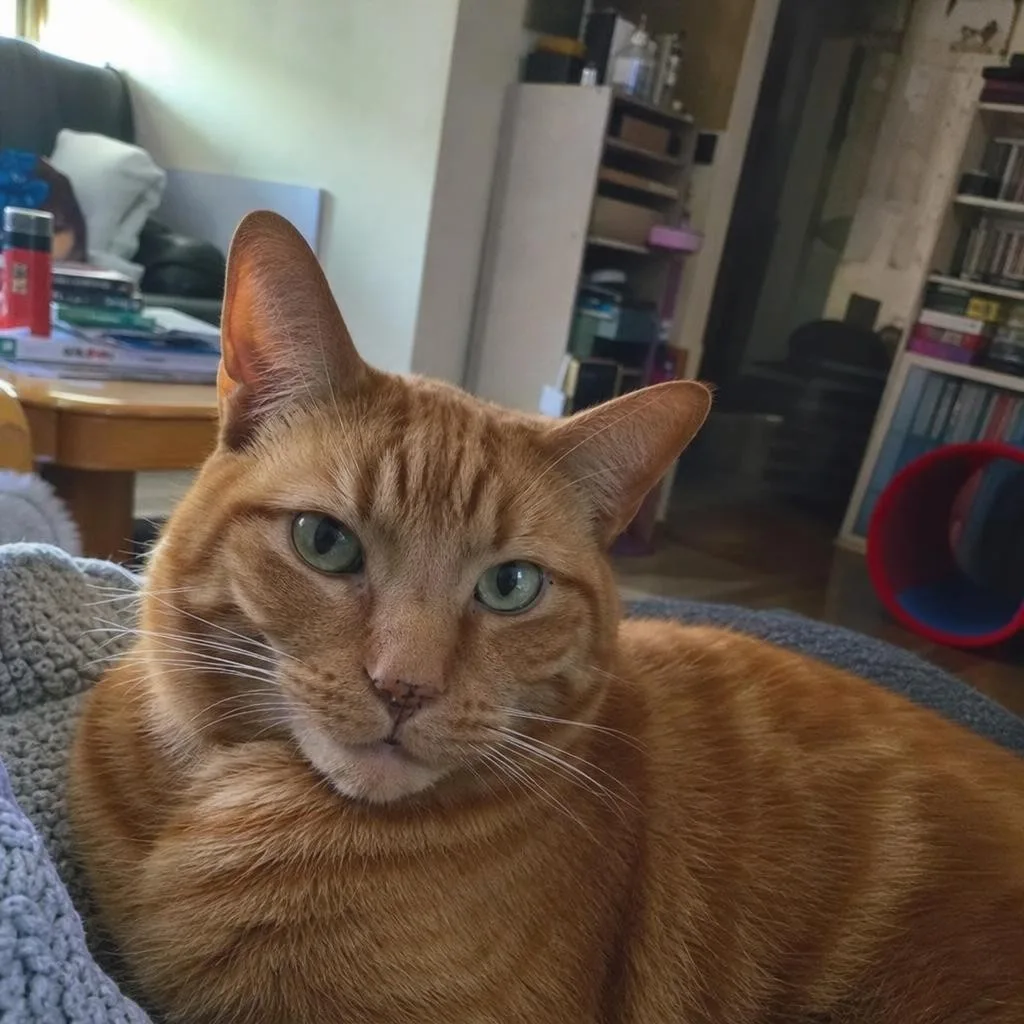 Source photo of a ginger tabby cat, 1 of 1, taken on a phone