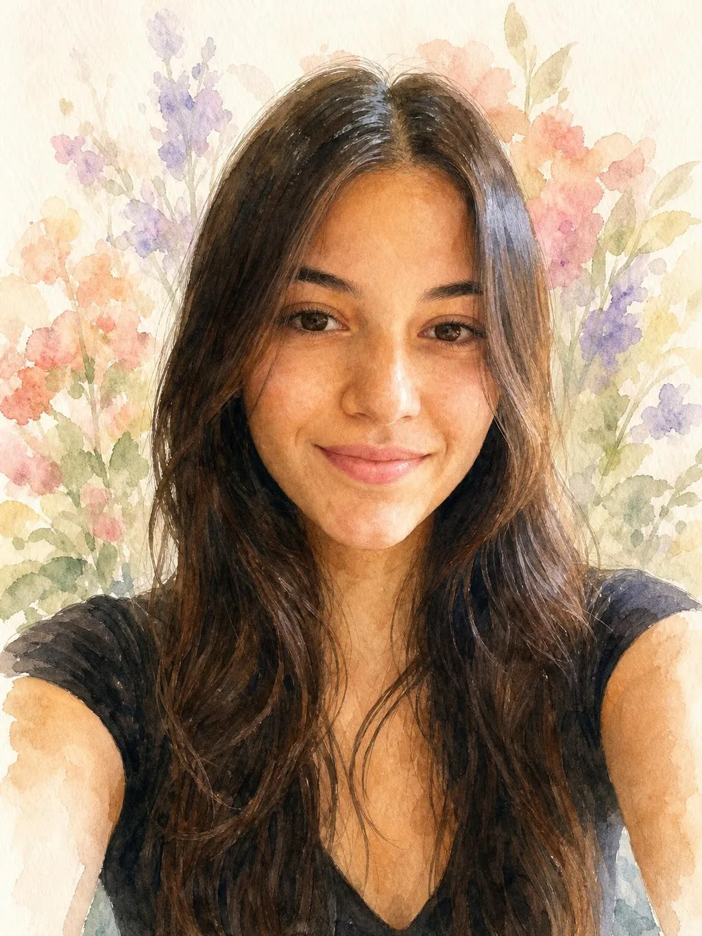 Phoxel result for a young woman with long dark hair, 1 of 2, generated from the source photos