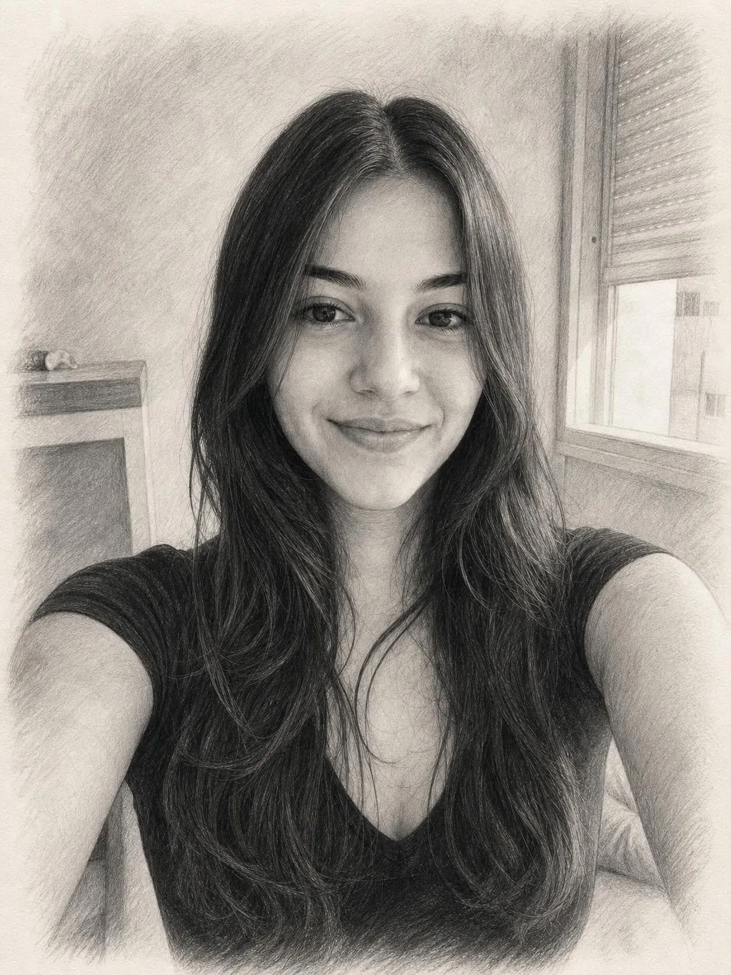 Phoxel result for a young woman with long dark hair, 2 of 2, generated from the source photos