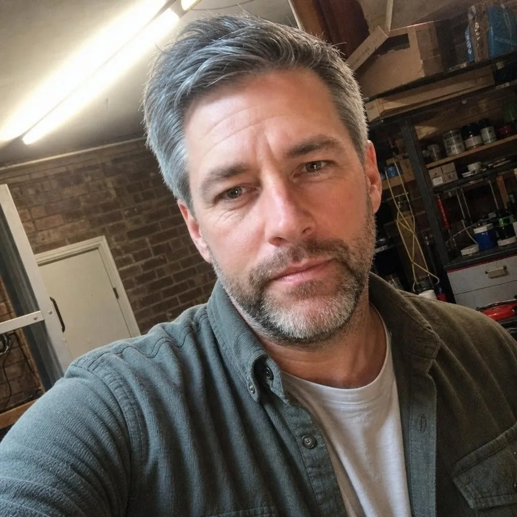 Source photo of a man with greying hair, 1 of 1, taken on a phone