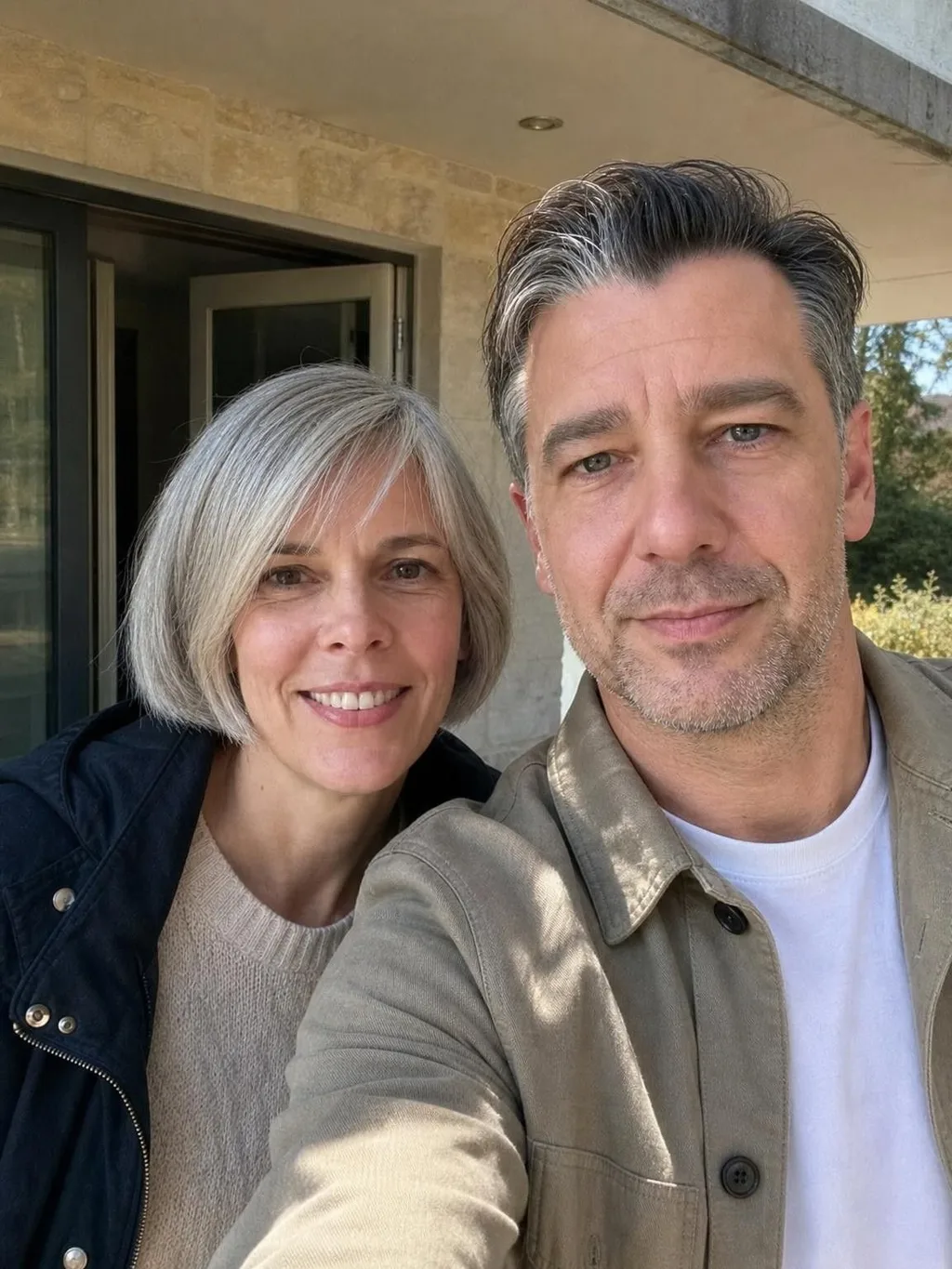 Source photo of a silver-haired couple, 1 of 1, taken on a phone